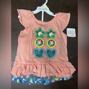 Peach Ruffle set with Tropical Print